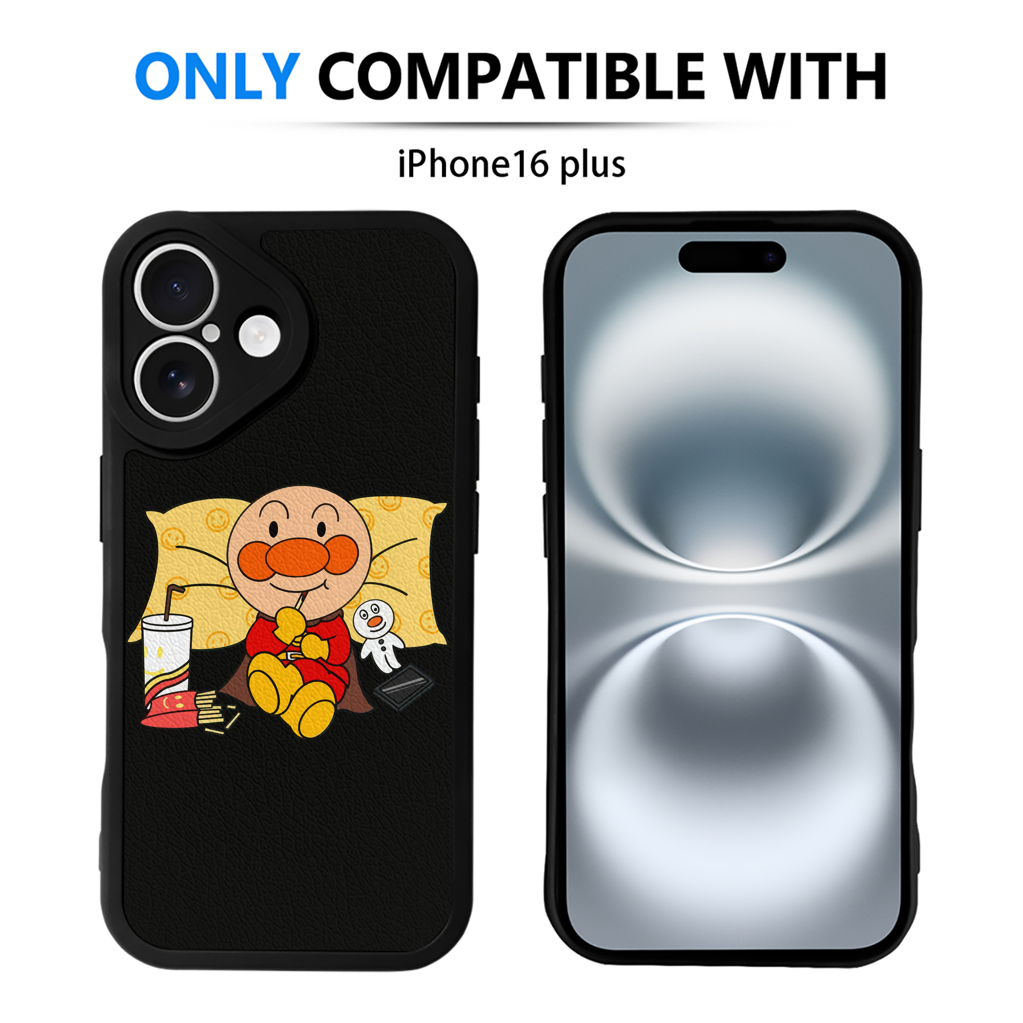 （画像用） アンパンマン Anpanman 【iPhone 16シリーズ対応】シリコンスマホケース（レザー調） 材質：シリコン